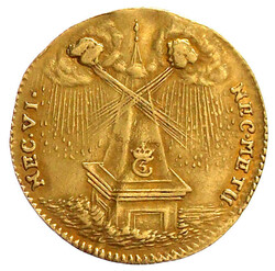 Dukat o.J. (1699) auf seinen Tod. Grabespyramide in stürmischer ...