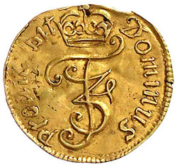 1/4 Dukat 1665, Kopenhagen. Münzmeister Gottfried Krüger. 0,84 g. ...