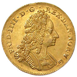 Kurant-Dukat 1716 CW, Kopenhagen. Geharnischtes Brustbild n.r. mit ...