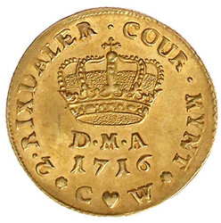 Kurant-Dukat 1716 CW, Kopenhagen. Geharnischtes Brustbild n.r. mit ...