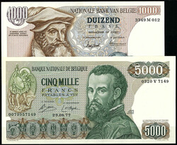 100, 500, 1000 u. 5000 Francs 1963 - 1977. I- / II+
