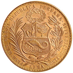 100 Soles 1964, sitzende Freiheit. 46,81 g. 900/1000. Auflage nur 11 ...