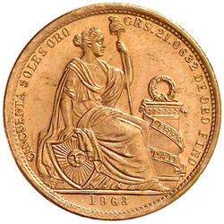 50 Soles 1963, sitzende Freiheit. 23,41 g. 900/1000. Auflage nur 3089 ...