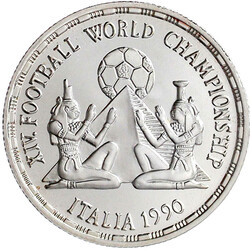 5 Pounds 1990 Fussball-WM in Italien. 2 antike Gottheiten vor ...