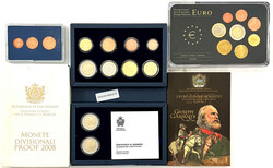 5 Blister: 2 Euro Garibaldi 2007, Kleinmünzensatz (1, 2, 5 Cents) ...