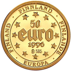 50 Euro (Vorläufer) 1996, Dom von Helsinki. 1/10 Unze 585/1000. Mit ...