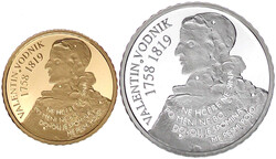 2 Stück: 30 Euro Silber und 100 Euro Gold 2008 auf Valentin Vodnik ...