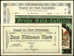 Stadt, 7 Scheine zu 50 Pfg., 100, 500 Tsd., 1, 2, u. 10 Mio. Mark ...