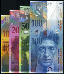Banque Nationale Suisse, 10, 20, 50 u. 100 Franken o.D. (2002 - 2014) ...