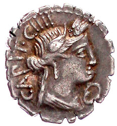 Denar Serratus 79 v. Chr. CAPIT CIIII. Ceresbüste r., rechts ...