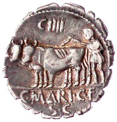 Denar Serratus 79 v. Chr. CAPIT CIIII. Ceresbüste r., rechts ...