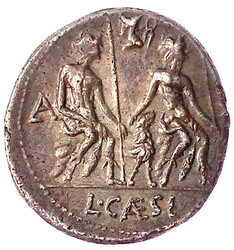 Denar 112/111 v. Chr. Apollo-Vejovis-Büste mit Blitz in ...