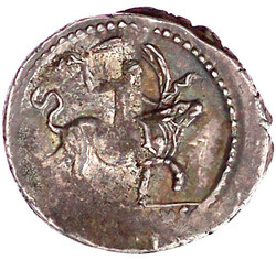 Denar 45 v. Chr. Apollokopf r. mit Haarband, darüber Stern, ...