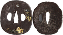 5 verschiedene Tsubas des 20. Jh. Meist Eisen.