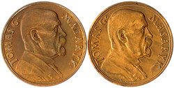 2 X Bronzemedaille v. Spaniel 1935 auf Präsident Thomas G. Masaryk. ...