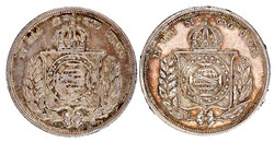 Paar Manschettenknöpfe, Silber, gefertigt aus 500 Reis 1860 und 1863 ...