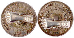 Paar Manschettenknöpfe, Silber, gefertigt aus 500 Reis 1860 und 1863 ...