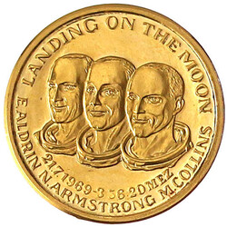 Goldmedaille Mondlandung 1969. Die 3 Astronauten/Mondlandeszene, 3,04 ...