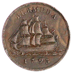 Penny 1793. Segelschiff.sehr schön, kl. Kratzer, prägebed. ...