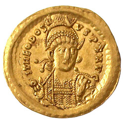 Solidus 443/450, Constantinopel. Brb. v.v./IMP XXXXII COS XVII PP ...