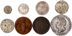 Kl. Sammlung von 8 Münzen: 100 Centimes AN 26 (1829), 25 Centimes AN ...