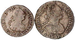 2 Stück: 1 und 1/2 Real 1818 FJ. beide sehr schön, teils selten