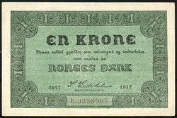 Norges Bank, 1 Krone 1917. I- / II+