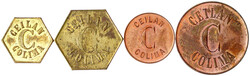 4 Tokens: 1/2 und 1 Real Bronze rund und 1/2 und 1 Real Messing ...