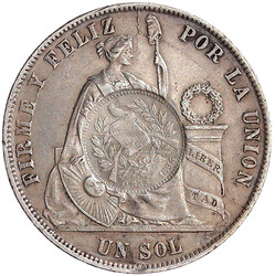 Peso: Gegenstempelung 1/2 Real 1894 auf Peru Sol 1871. sehr ...