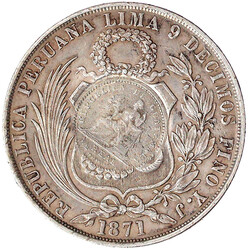 Peso: Gegenstempelung 1/2 Real 1894 auf Peru Sol 1871. sehr ...