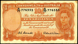 Commonwealth Bank of Australia, 10 Shillings o.D. (1952). H. C. ...