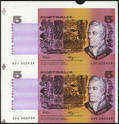 Commonwealth Bank of Australia, 4x 5 Dollars (2x 2 zusammenhängende ...