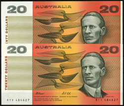Commonwealth Bank of Australia, 2x 10 u. 2x 20 Dollars o.D. (1972, ...