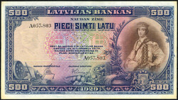 Latvijas Bankas, 500 Latu 1929. Ränder stockfleckig, sonst II  ...