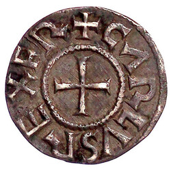 Pfennig o.J. Melle. +METVLLO um Karolus-Monogramm/+CARLVS REX FR um ...