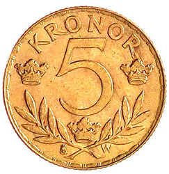 5 Kronor 1920 W. 2,24 g. 900/1000. vorzüglich/Stempelglanz