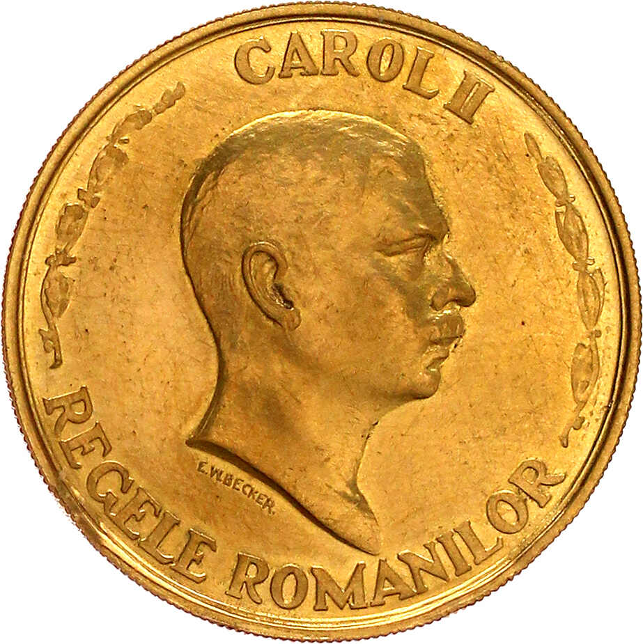 100 Lei 1940, auf sein 10. Regierungsjubiläum. 32,60 g. 900/1000. ...