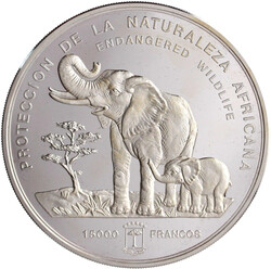15000 Francos (1 Kilo Feinsilber) 1992. Bedrohte Tierwelt. ...