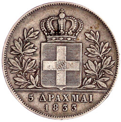 5 Drachmen 1833, München. fast sehr schön