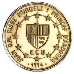 25 Diners/ECU 1994. Pere d Urtx Bischof von Urgel. 7,77 g. 583/1000 ...