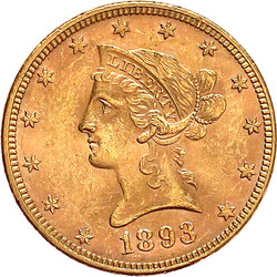 10 Dollars 1893, Philadelphia. Coronet Head. 16,72 g. 900/1000. gutes ...