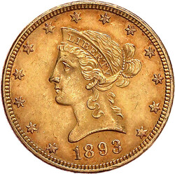 10 Dollars 1893, Philadelphia. Coronet Head. 16,72 g. 900/1000. ...