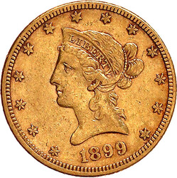 10 Dollars 1899 S, San Francisco. Coronet Head. 16,72 g. 900/1000. ...