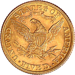 5 Dollars 1882, Philadelphia. Coronet Head. 8,36 g. 900/1000. ...