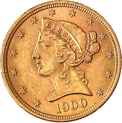 5 Dollars 1900, Philadelphia. Coronet Head. 8,36 g. 900/1000. ...