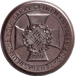 Porzellanmedaille Umfassungsschlacht von Kiew 1941, dunkelbraun. 52 ...