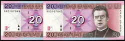 Lietuvos Bankas, 2x 20 Litu 2001. Folge KN. I / I-