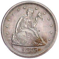 20 Cents 1875 S, San Francisco. vorzüglich, selten