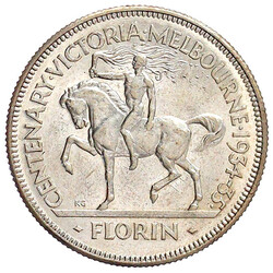 Florin 1935. Victoria-Melbourne Centenary. vorzüglich/Stempelglanz, ...