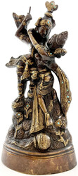 Bronzeskulptur des göttlichen Paares Radha und Krishna, mit ...